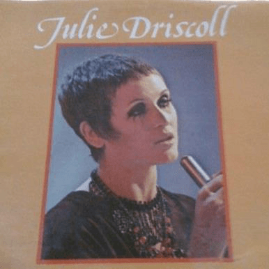 Vintage Julie Driscoll album cover with a blue-gray portrait and white hand-lettered name